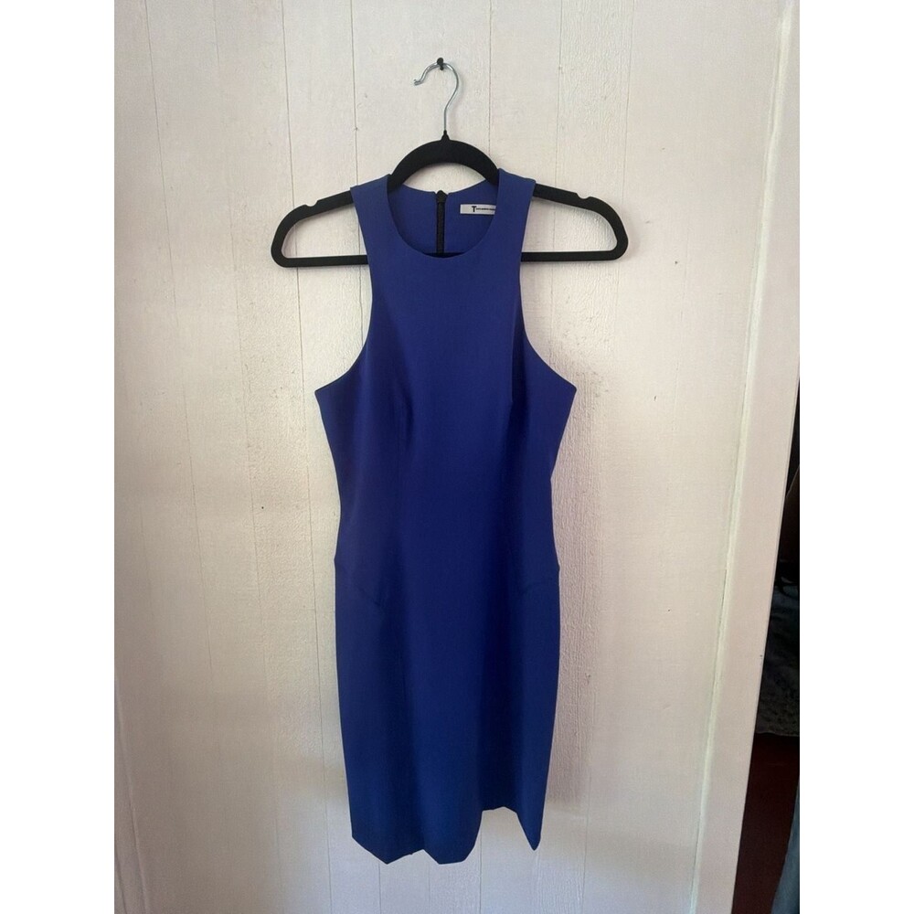 T Alexander Wang Tech Stretch Blue Halter Bodycon Mini Dress